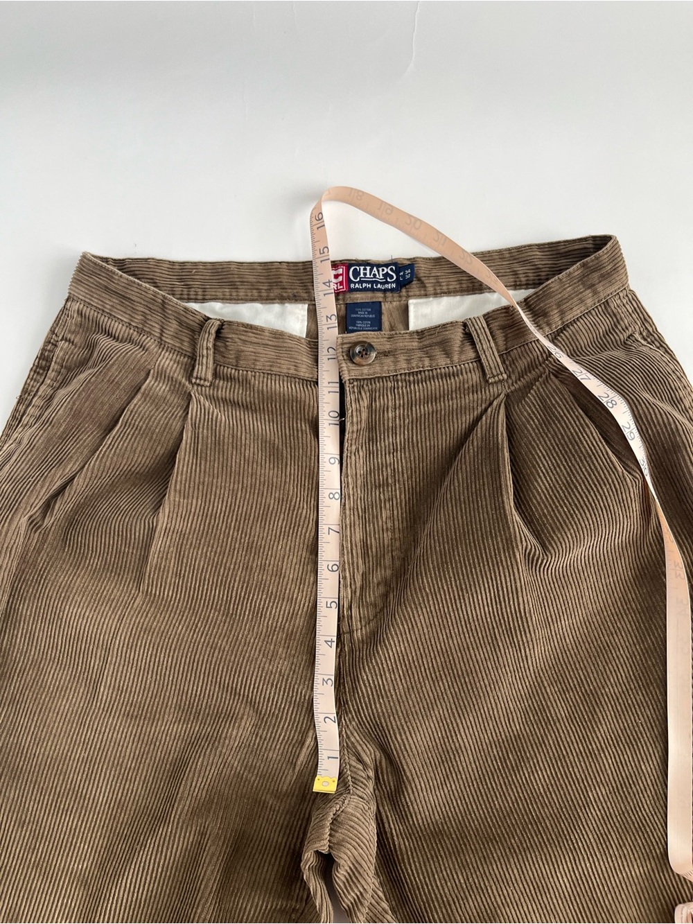 Chaps Ralph Lauren Men's Dark Brown Corduroy Pleated Pants - Picture 6 of 7